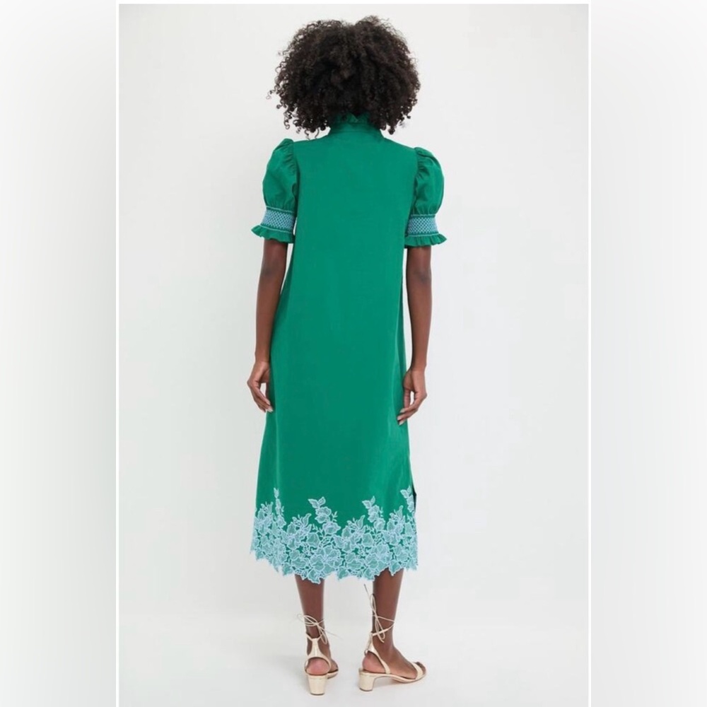 HYACINTH HOUSE Green & Baby Blue Embroidery Eliza Midi Dress
Size S. NWT - Picture 2 of 7